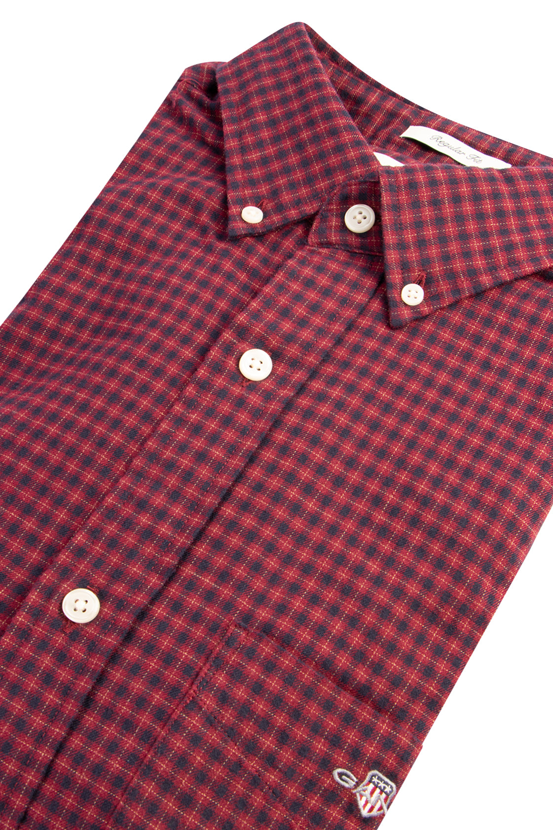 Gant Reg Microcheck Flannel Shirt Wine Red