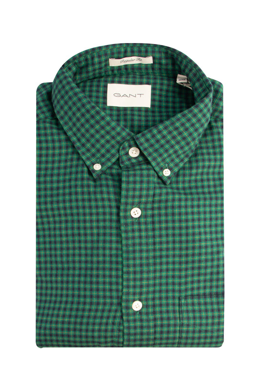 Gant Reg Microcheck Flannel Shirt Deep Forest Green