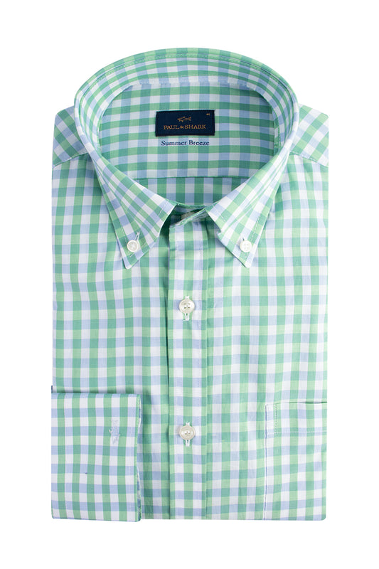 Paul & Shark LS Shirt 8mm Gingham Check Green