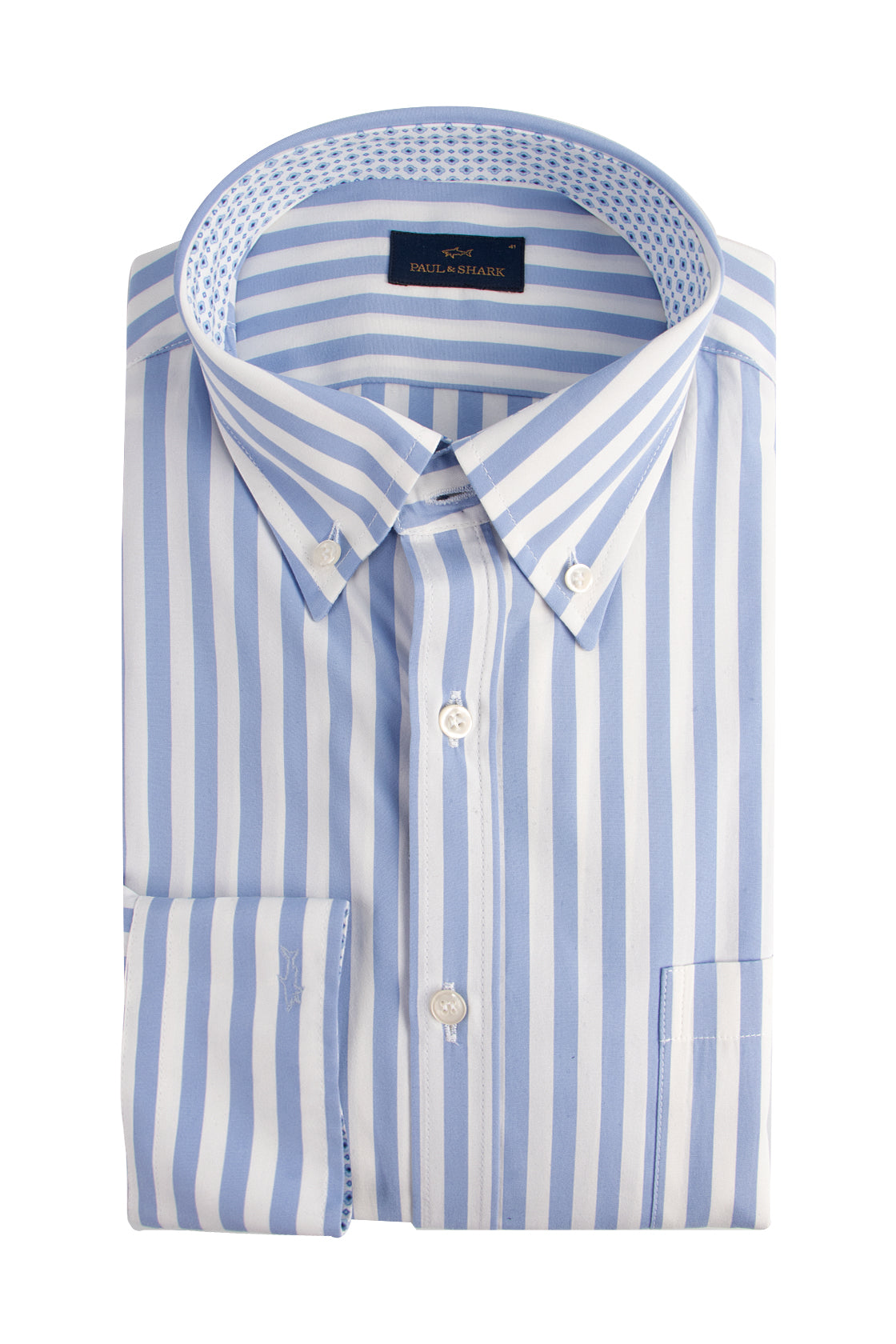 Paul & Shark LS Shirt 8mm Stripe Blue