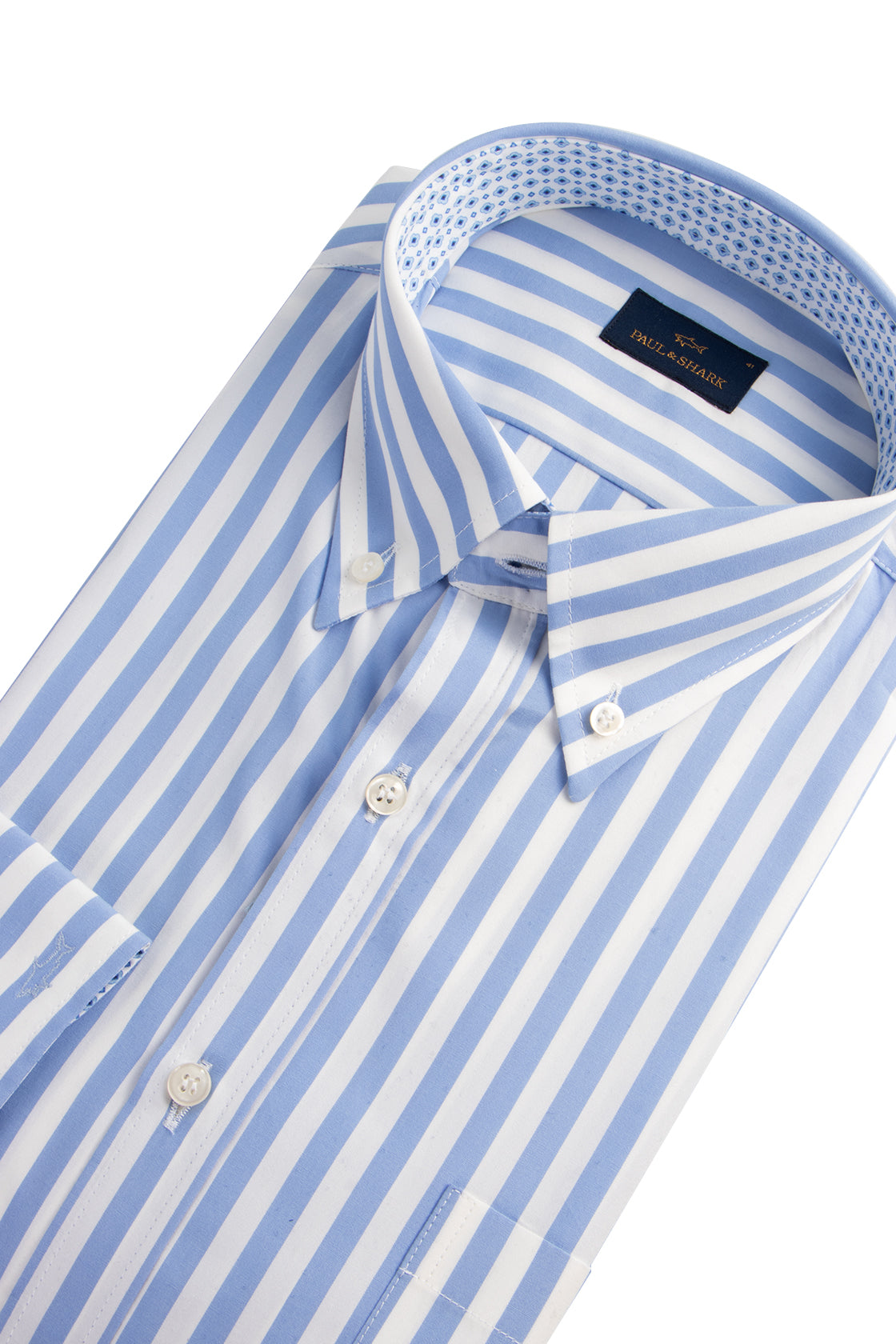Paul & Shark LS Shirt 8mm Stripe Blue