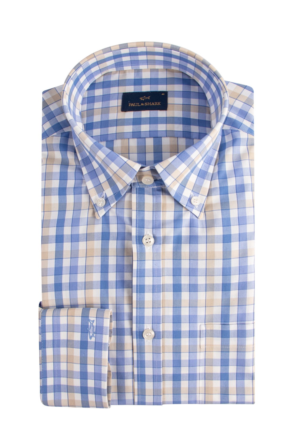 Paul & Shark LS Shirt 8mm Gingham Check Beige
