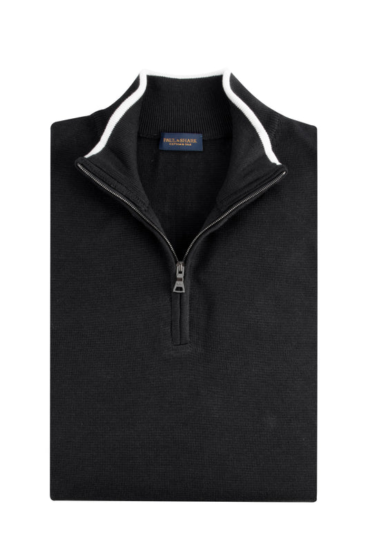 Paul & Shark LS 1/4 Zip Sweater Silk/Cot Navy