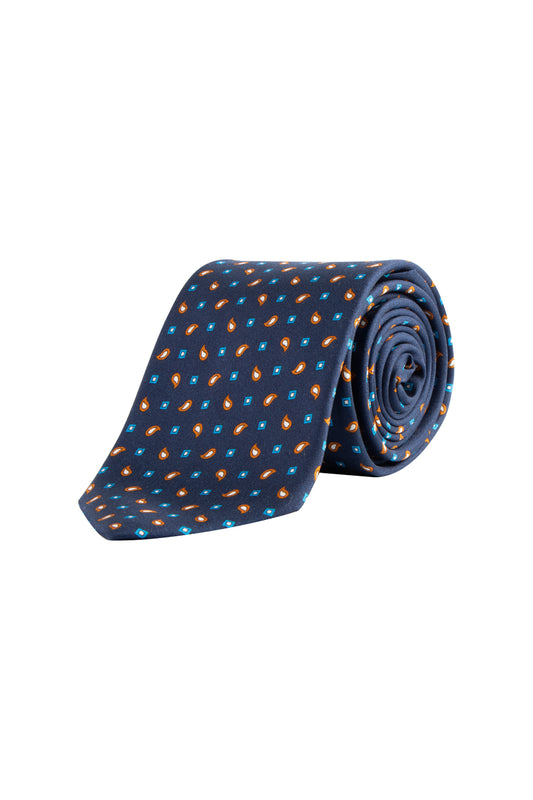 Cantini Cardo Silk Pattern Tie Navy