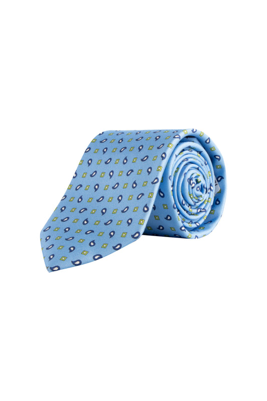Cantini Cardo Silk Pattern Tie Cerulean