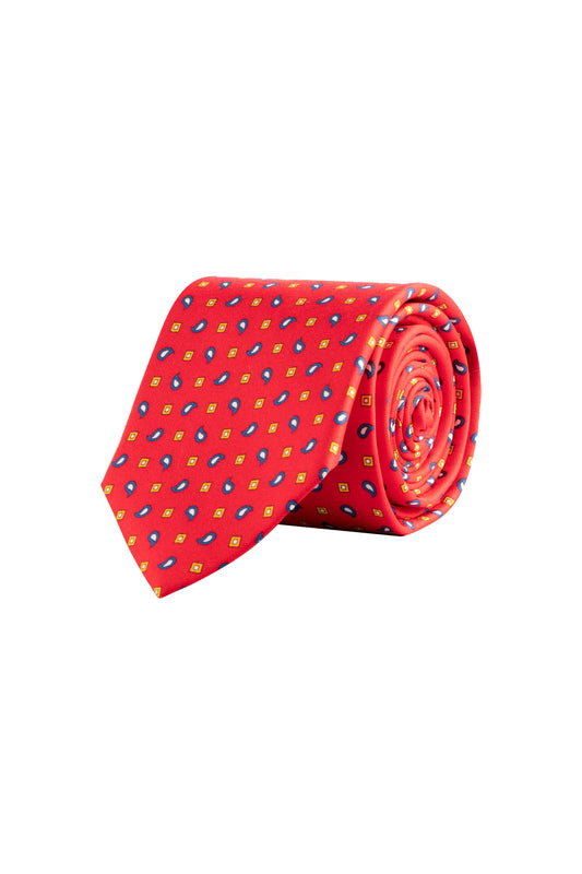 Cantini Cardo Silk Pattern Tie Red