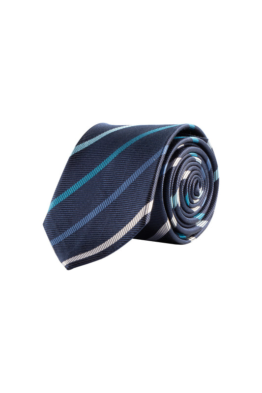 Cantini Carpino Silk Stripe Tie Blue