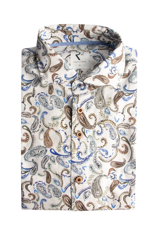 R2 Amsterdam Linen/Cotton Paisley Shirt Multi