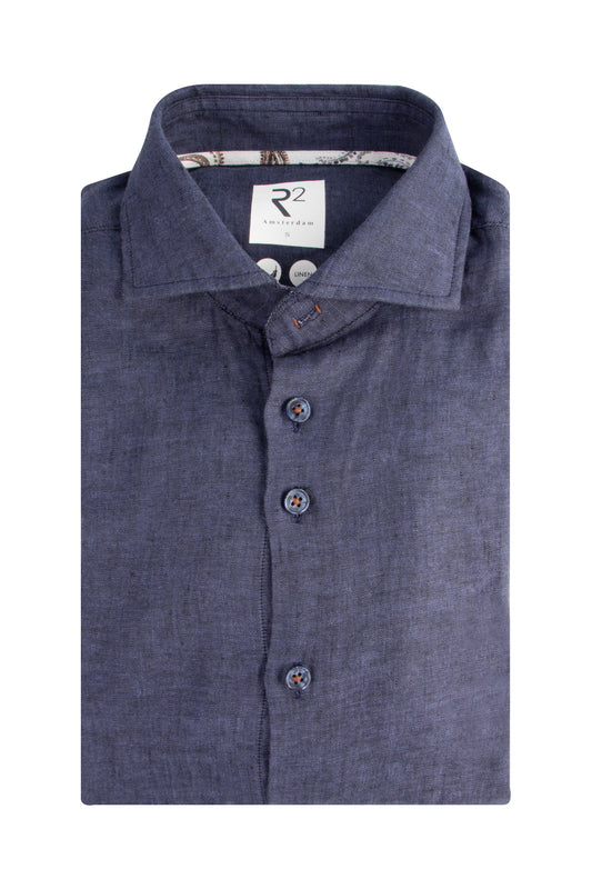 R2 Amsterdam Linen/Cotton Shirt Navy