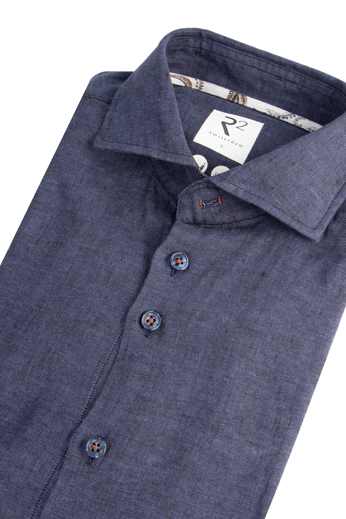 R2 Amsterdam Linen/Cotton Shirt Navy