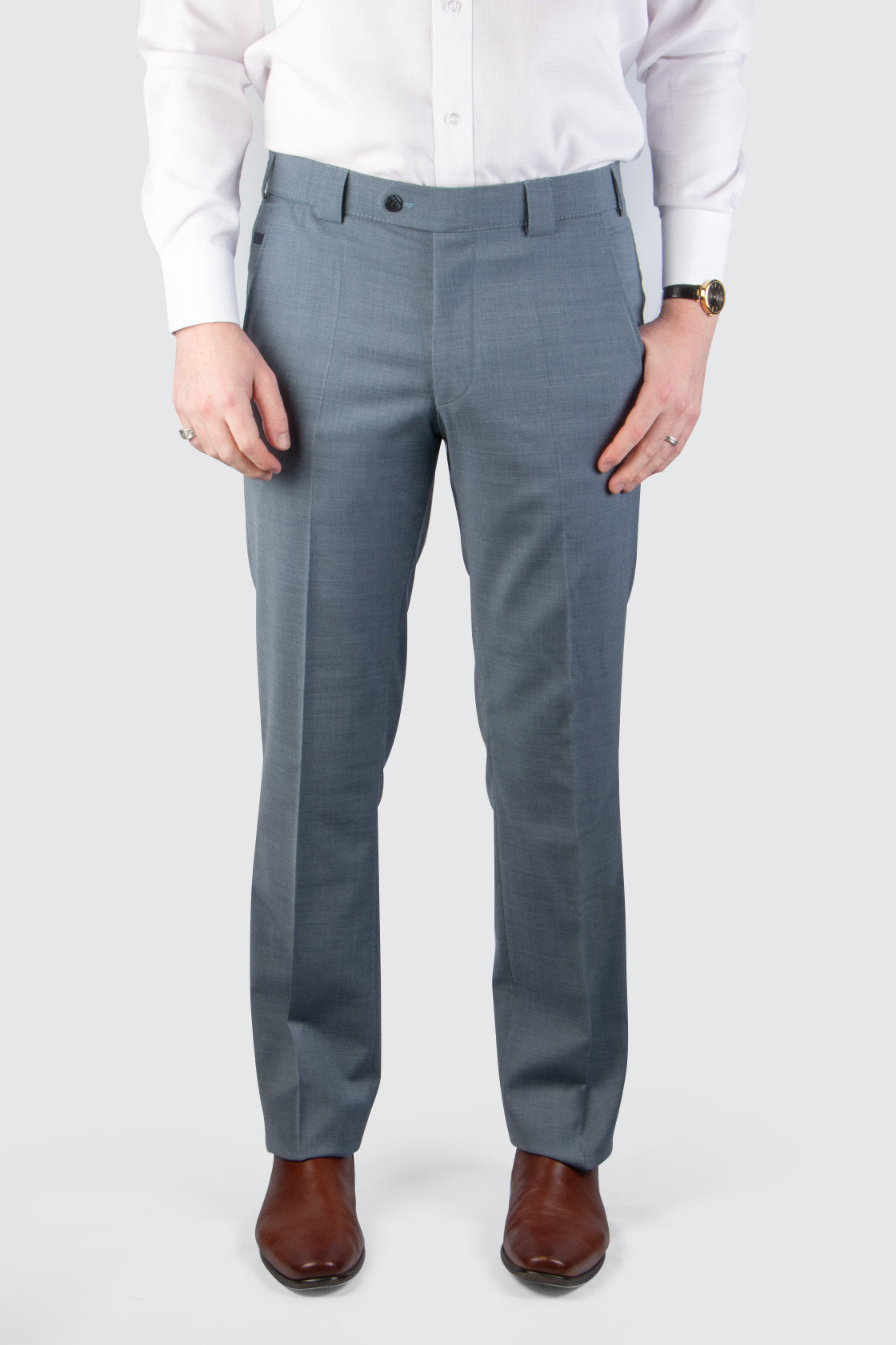 Meyer Roma Wool Mix Business Trouser 34L Light Blue