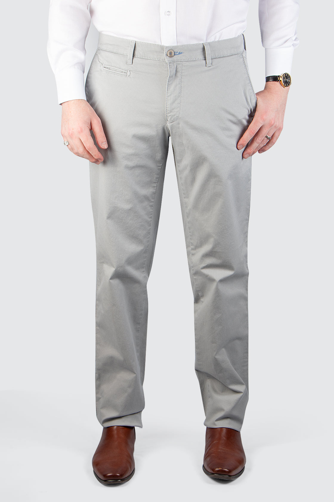Brax Fabio Cotton Trouser 34L Platin