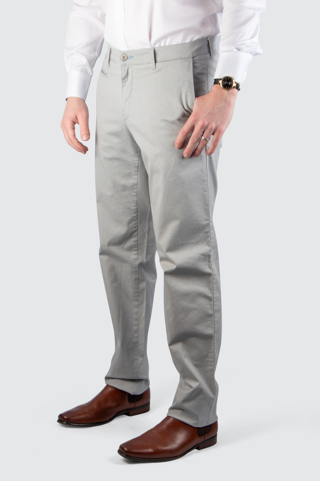 Brax Fabio Cotton Trouser 34L Platin