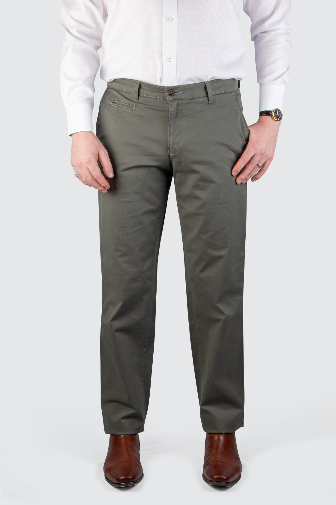 Brax Fabio Cotton Trouser 34L Olive