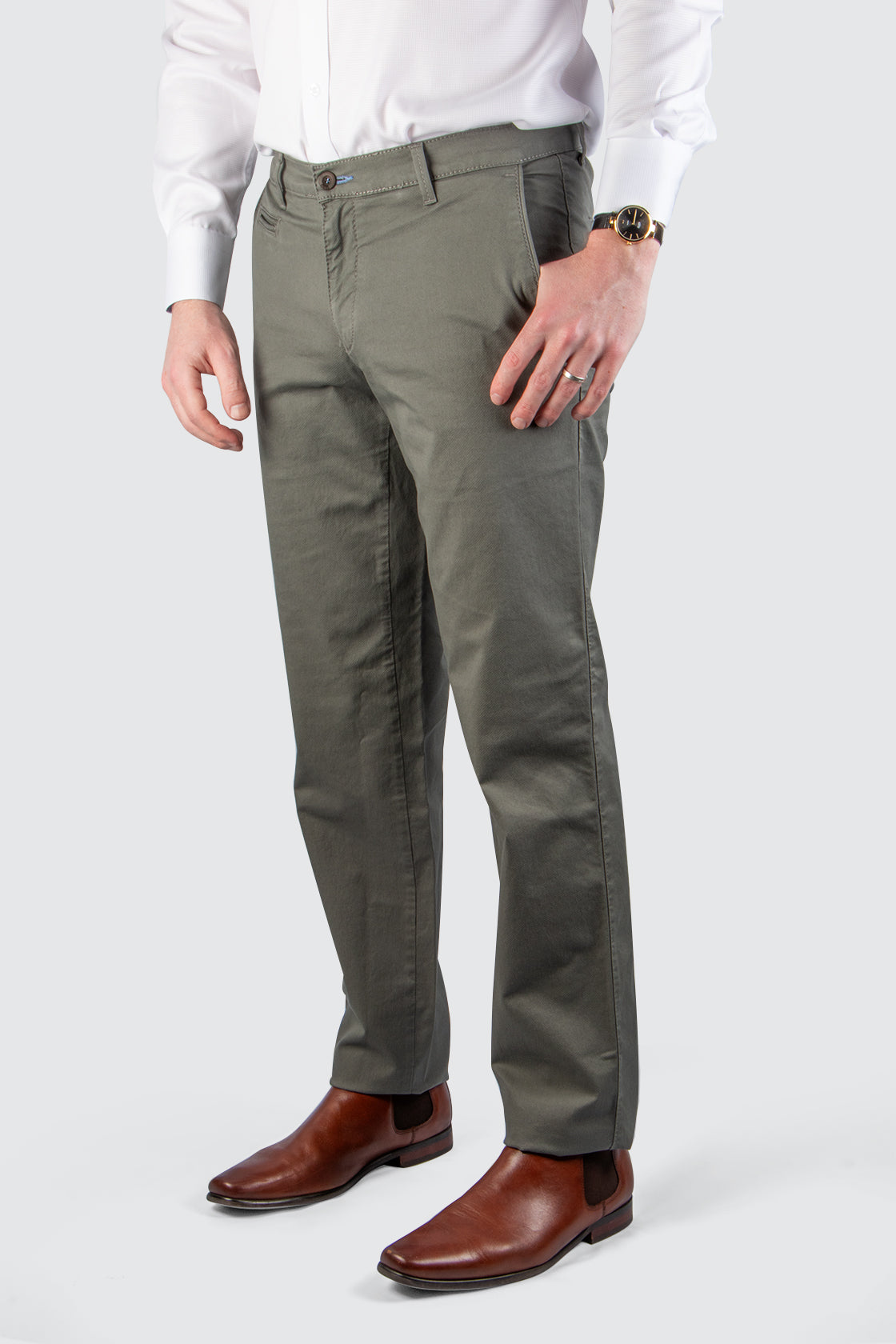 Brax Fabio Cotton Trouser 34L Olive