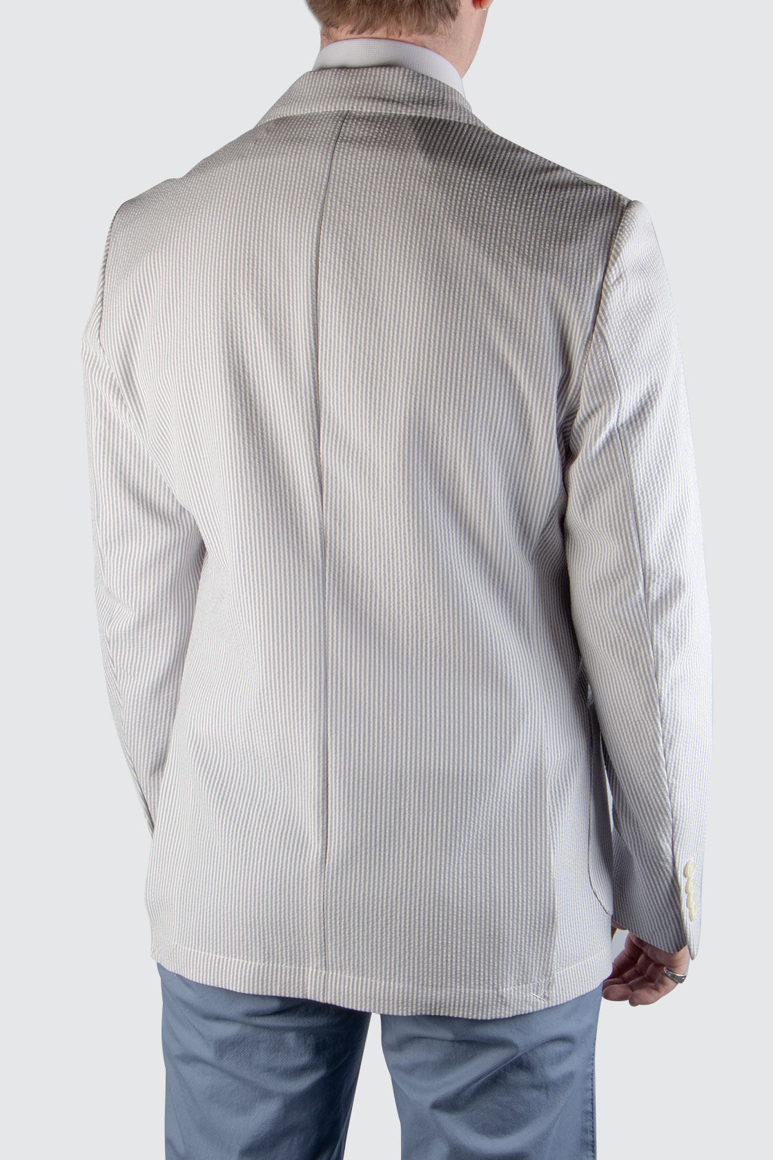 Routleys Seersucker Look Stripe Sportscoat Grey