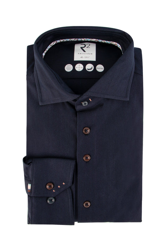 R2 Amsterdam Herringbone Shirt Navy