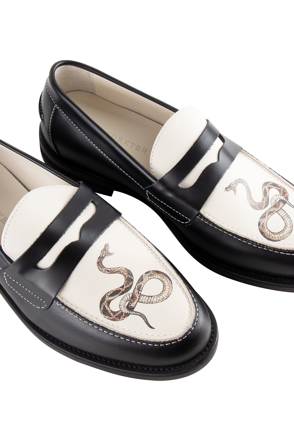 Duke + Dexter Wilde Snake Penny Loafer Blk/Wht/Print