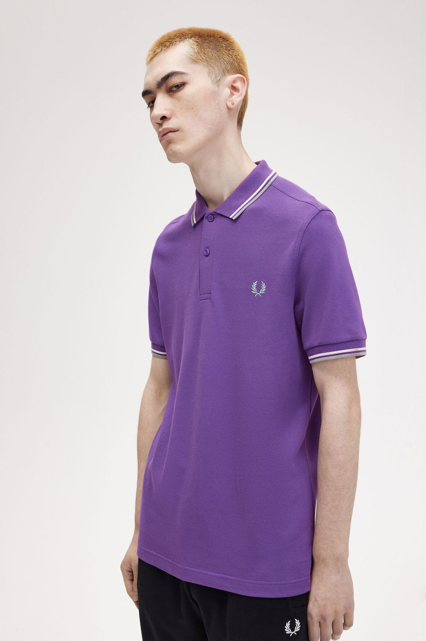 Fred Perry Twin Tipped SS Polo Amethyst/Ecru/Blue