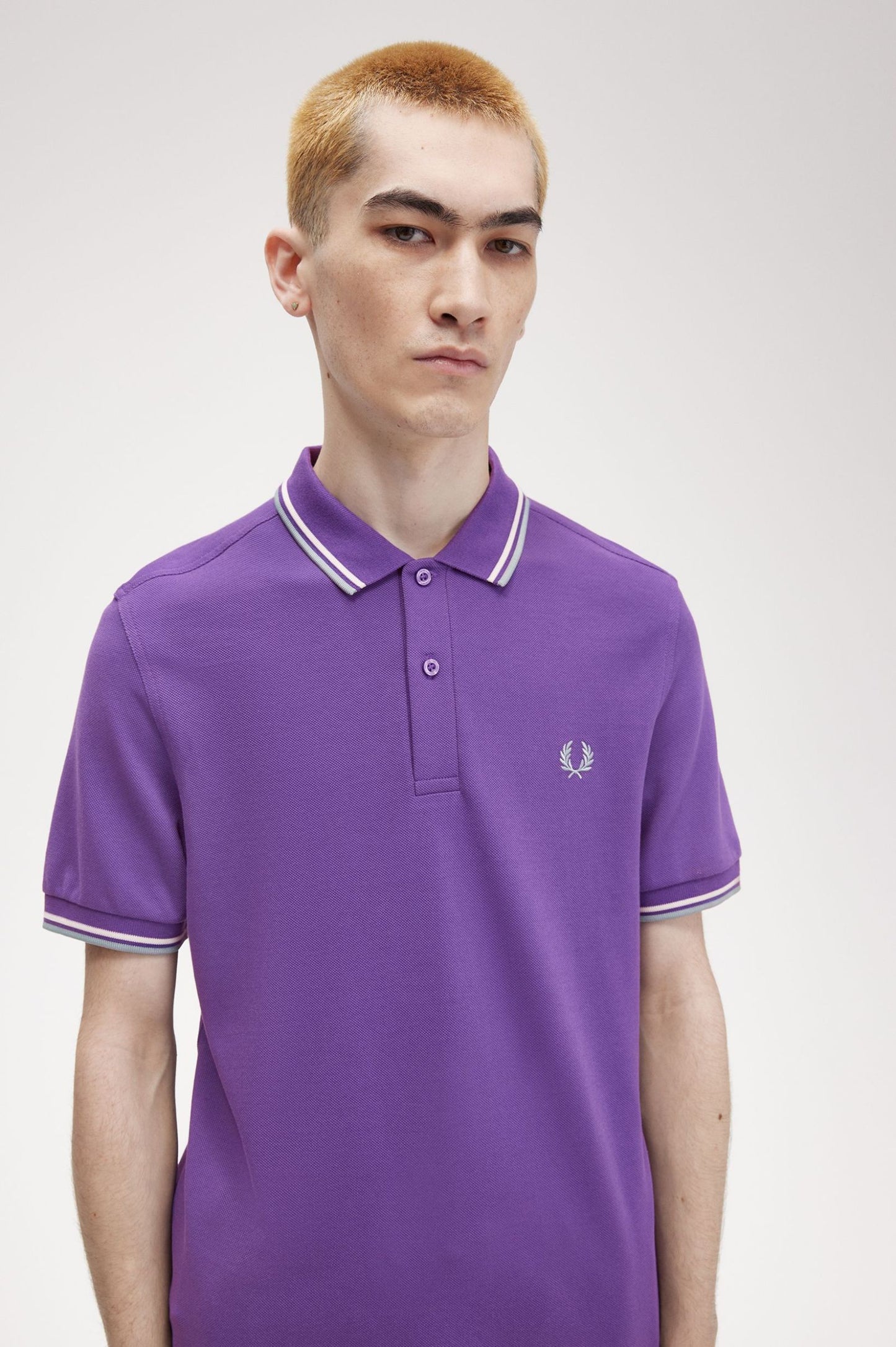 Fred Perry Twin Tipped SS Polo Amethyst/Ecru/Blue