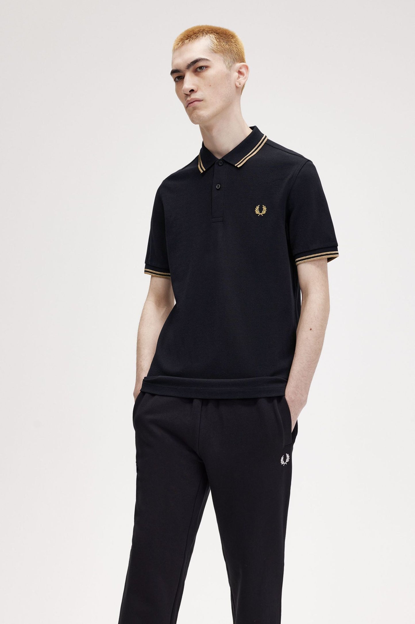 Fred Perry Twin Tipped SS Polo Black/Gold