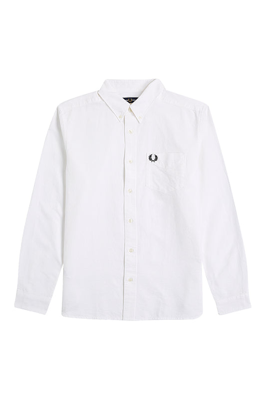 Fred Perry Oxford LS Shirt White