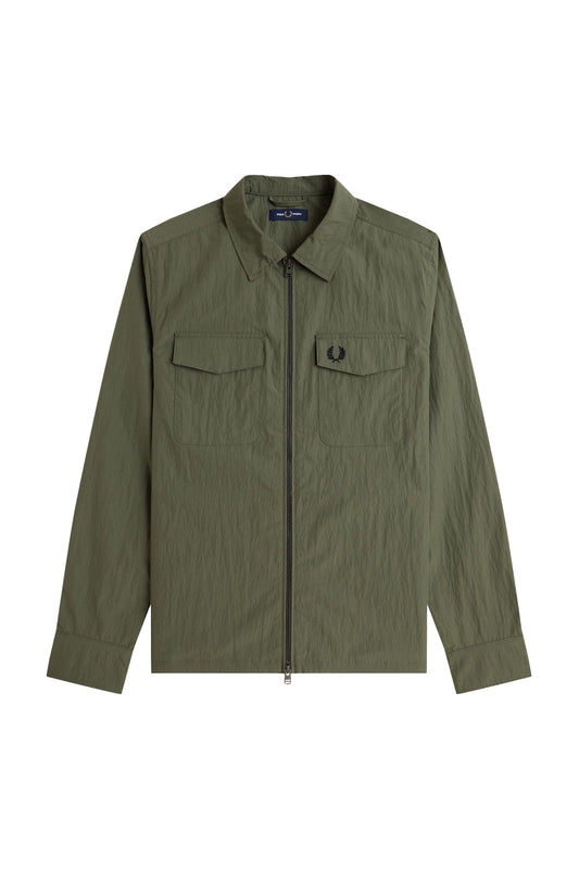 Fred Perry Zip Thru Overshirt Court Green