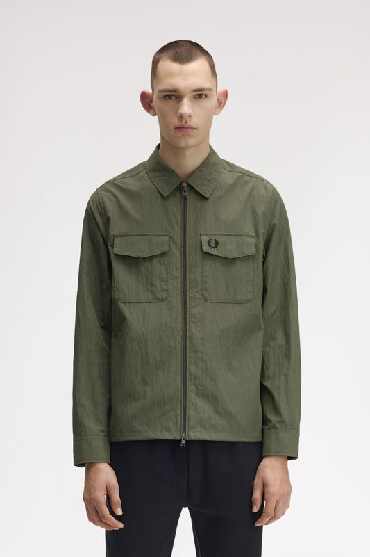 Fred Perry Zip Thru Overshirt Court Green