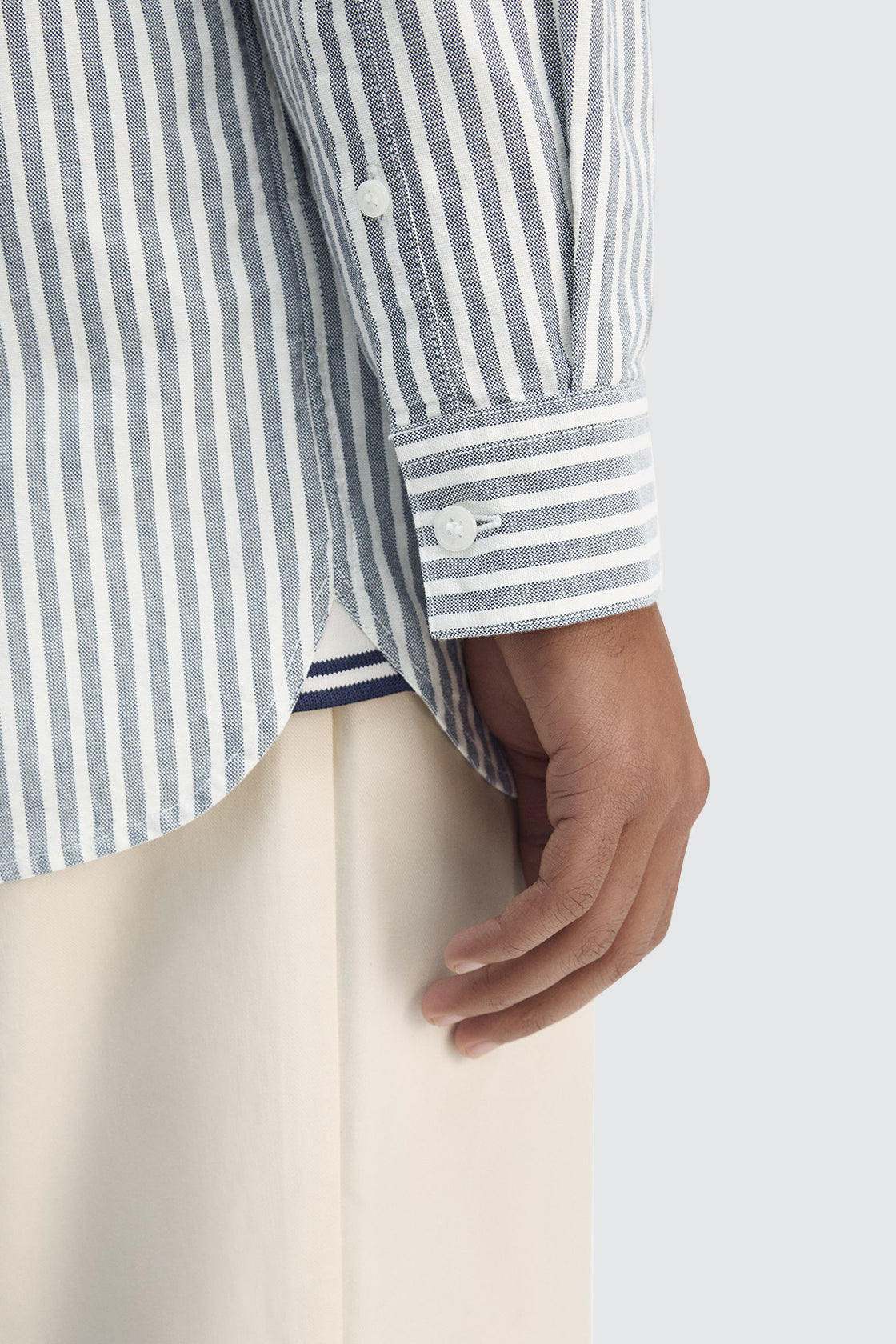 Fred Perry Striped Oxford LS Shirt Tennis Blue