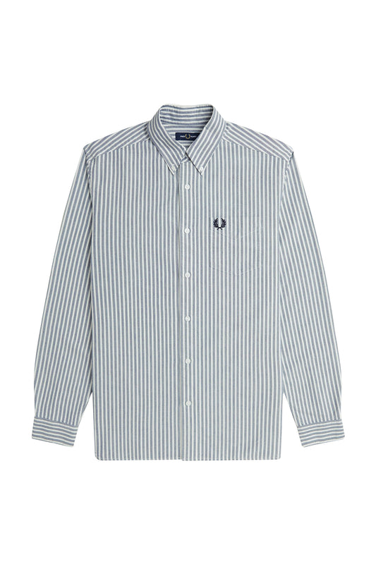 Fred Perry Striped Oxford LS Shirt Tennis Blue