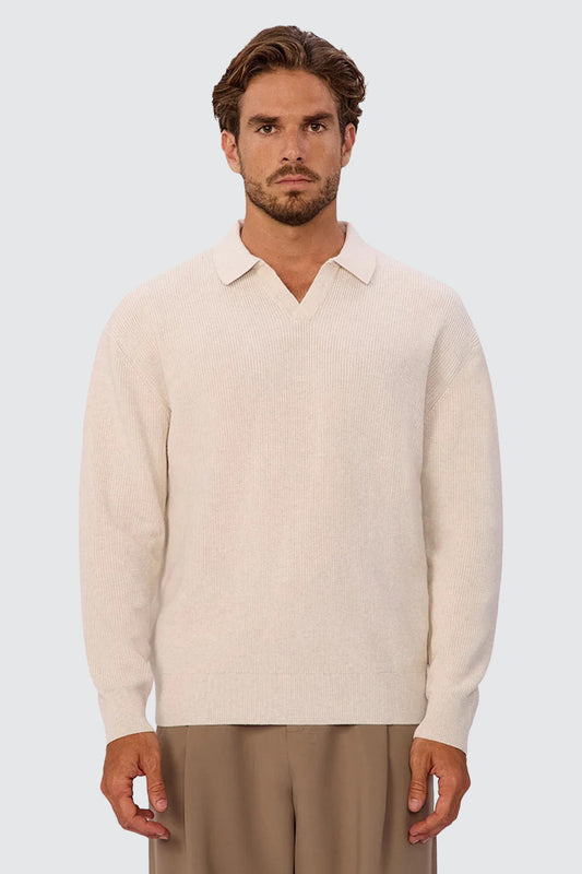 Industrie New England Polo Knit Ivory Marle
