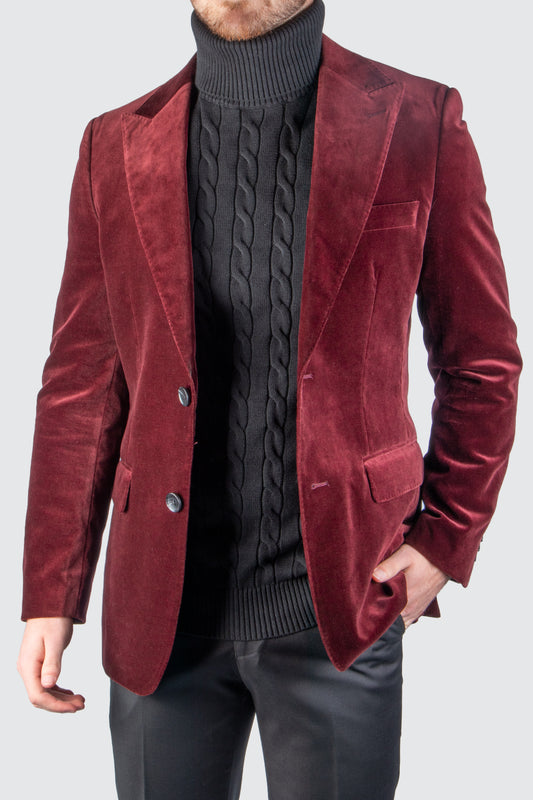 Rembrandt Velvet Evening Blazer Burgundy