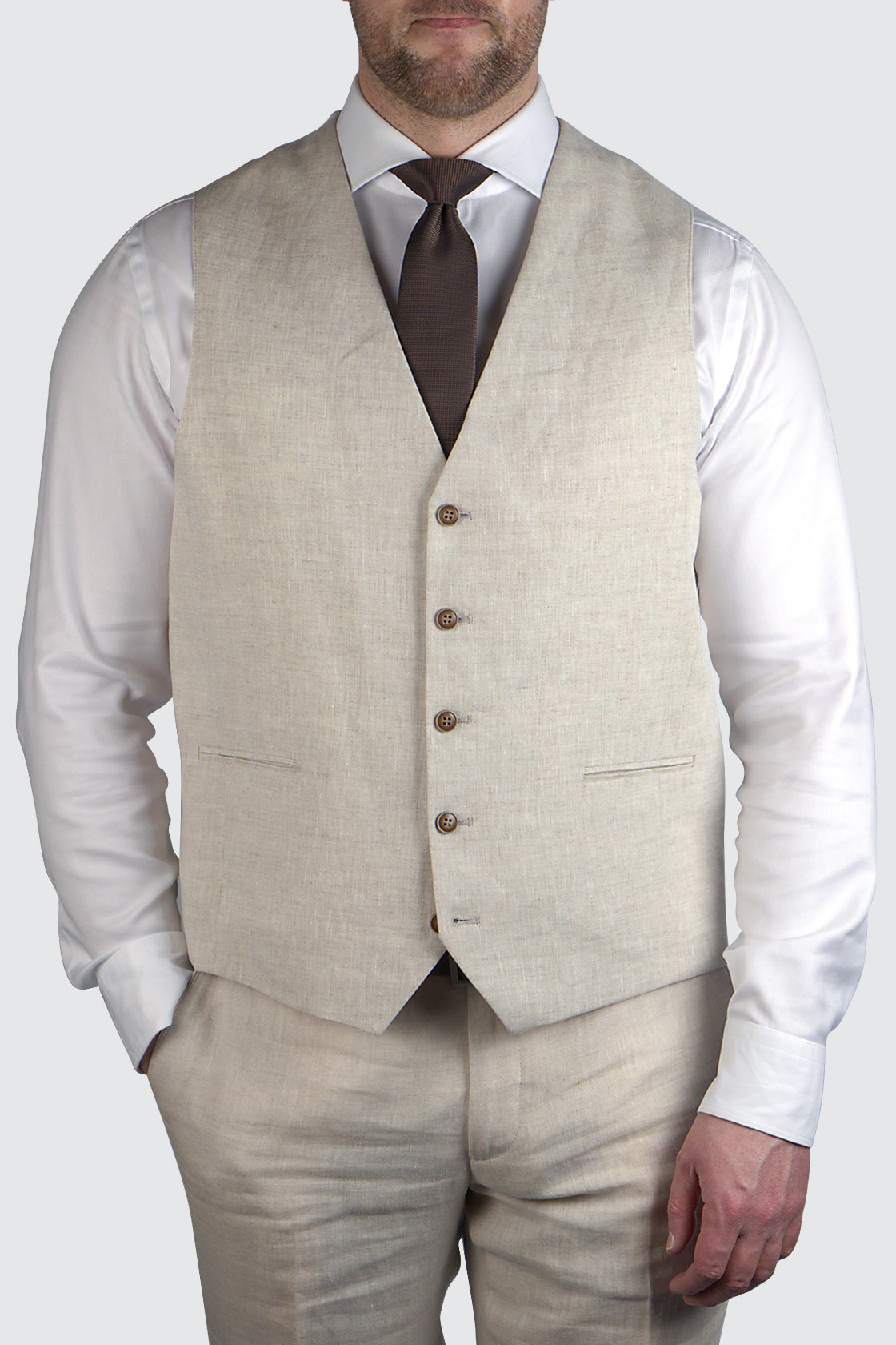 Routleys R Sand Linen Waistcoat
