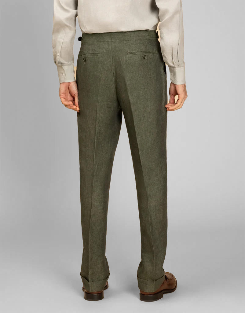Routleys Evans Linen Trouser Green