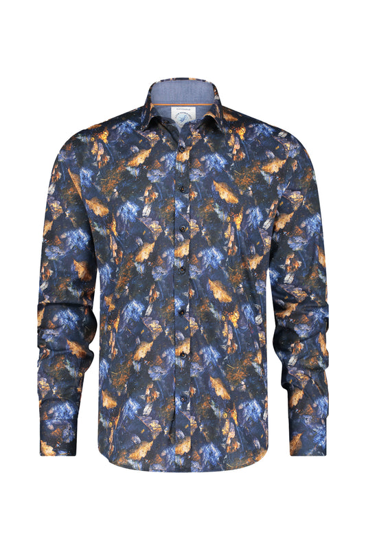 A Fish Named Fred Autumn Leaves Shirt Navy