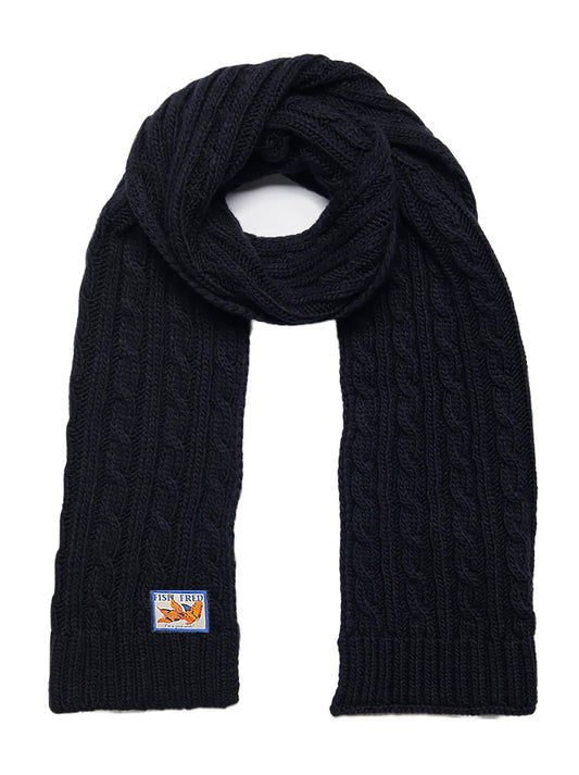 A Fish Named Fred Cable Scarf Navy