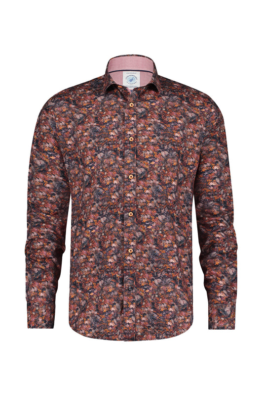 A Fish Named Fred Forest Leaves Shirt Burgundy