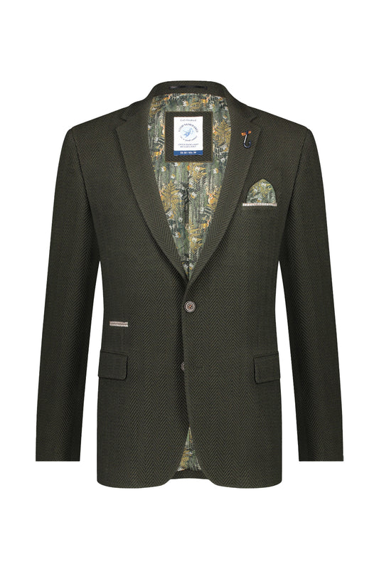 A Fish Named Fred Herringbone Blazer Green