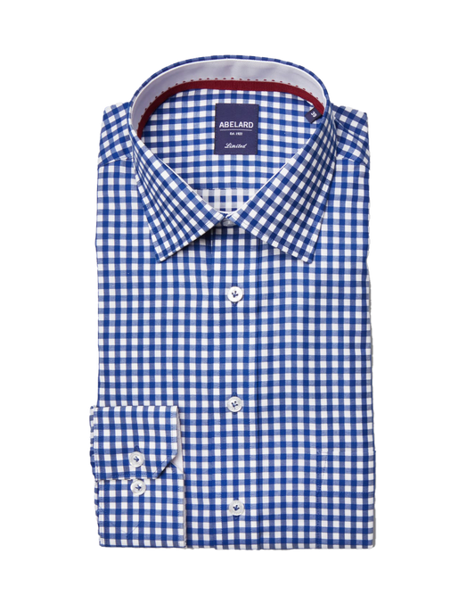 Abelard Classic Single Cuff Check Shirt Cobalt
