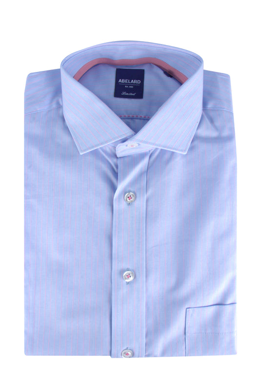 Abelard Classic Single Cuff Shirt Sky/Pink
