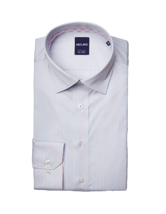 Abelard Classic Single Cuff Stripe Shirt Sky/Pink