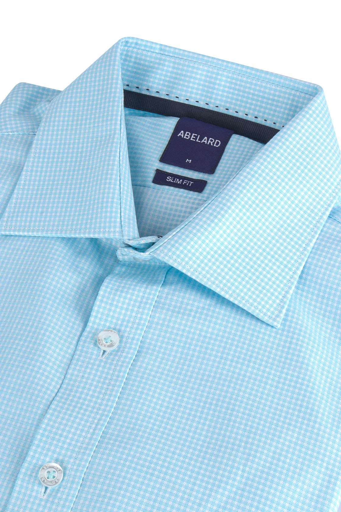 Abelard Slim Single Cuff Check Shirt Azure