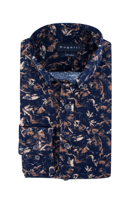 Bugatti Cord Pattern Casual Shirt Blue