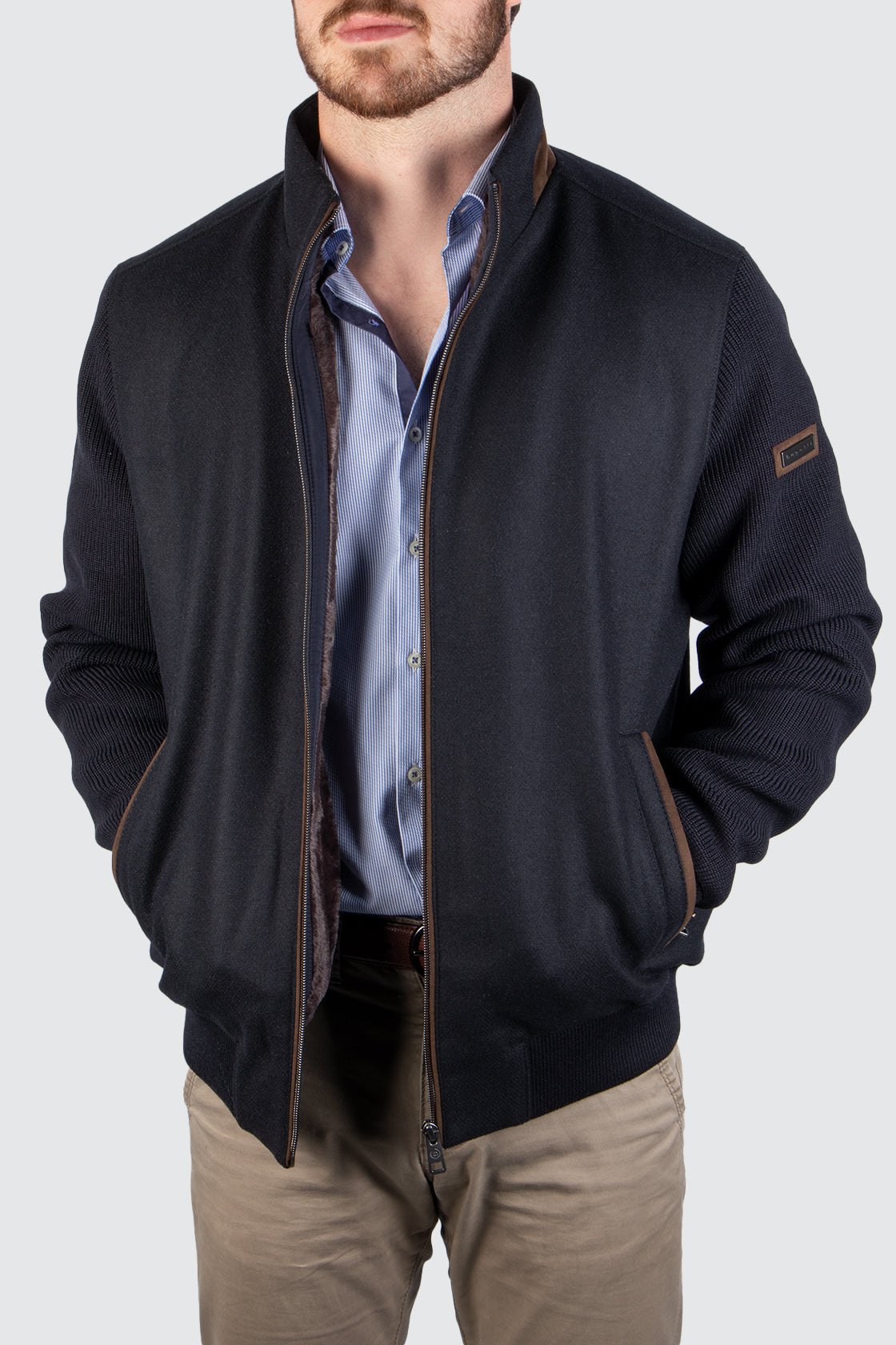 Bugatti Full Zip Knit Jacket Navy