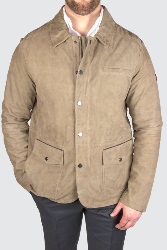 Bugatti 4 pocket Leather Jacket Khaki