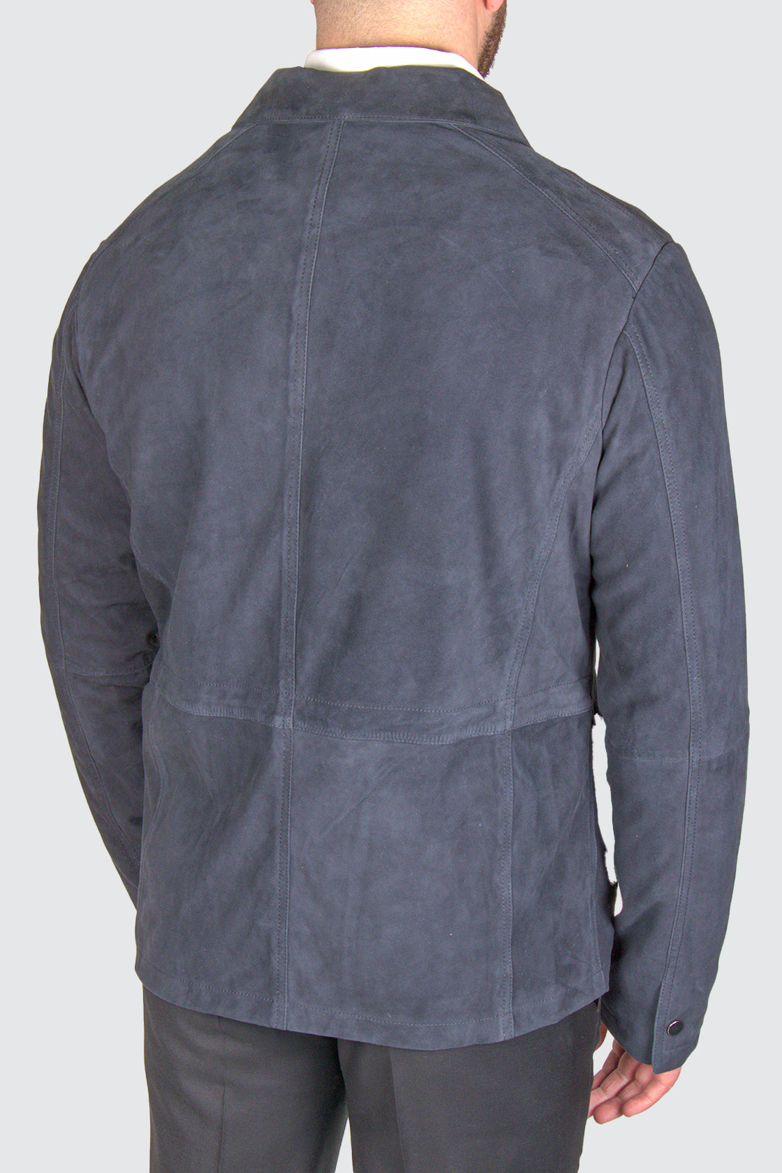 Bugatti 4 Pocket Leather Jacket Navy