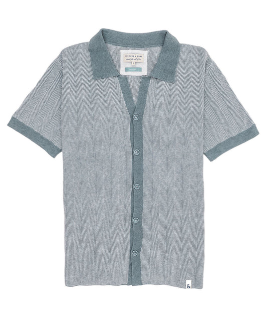 Colours & Sons SS Knitted Shirt Mist White