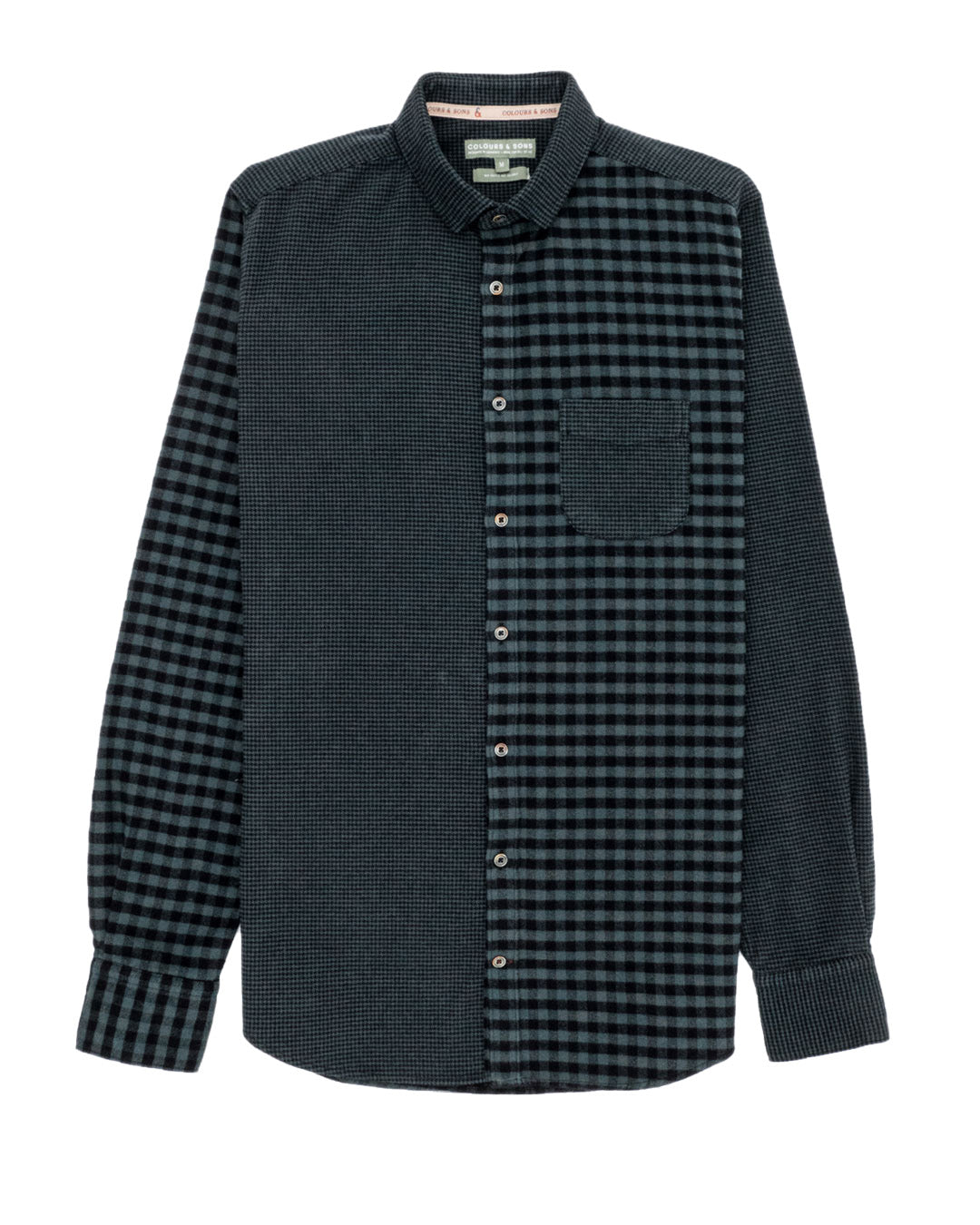 Colours & Sons Colourblock Cotton Shirt Green