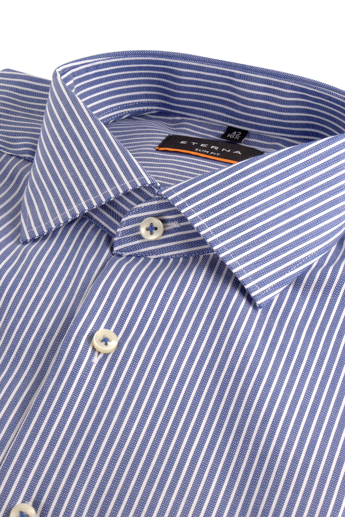 Eterna F170 Slim Fit Banker Stripe Shirt Blue