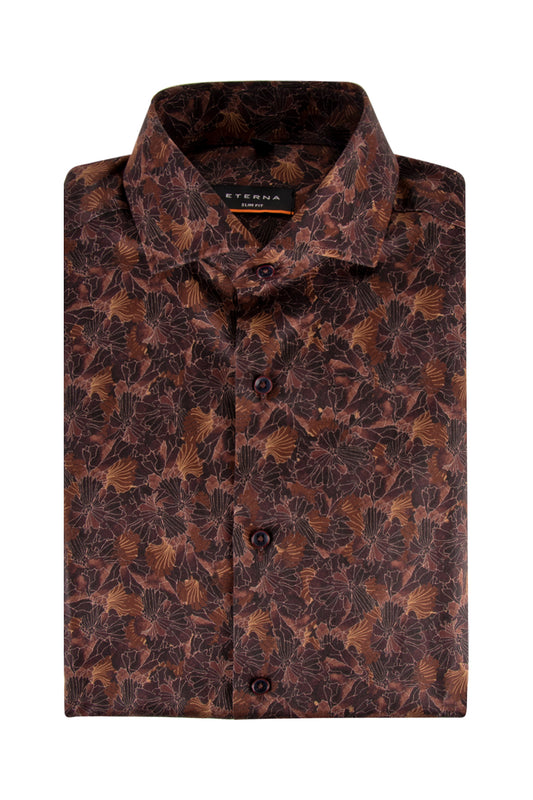 Eterna Slim Fit Shirt Brown